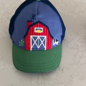 Blue and Green Kids Barn Cap with Farm Embroidery